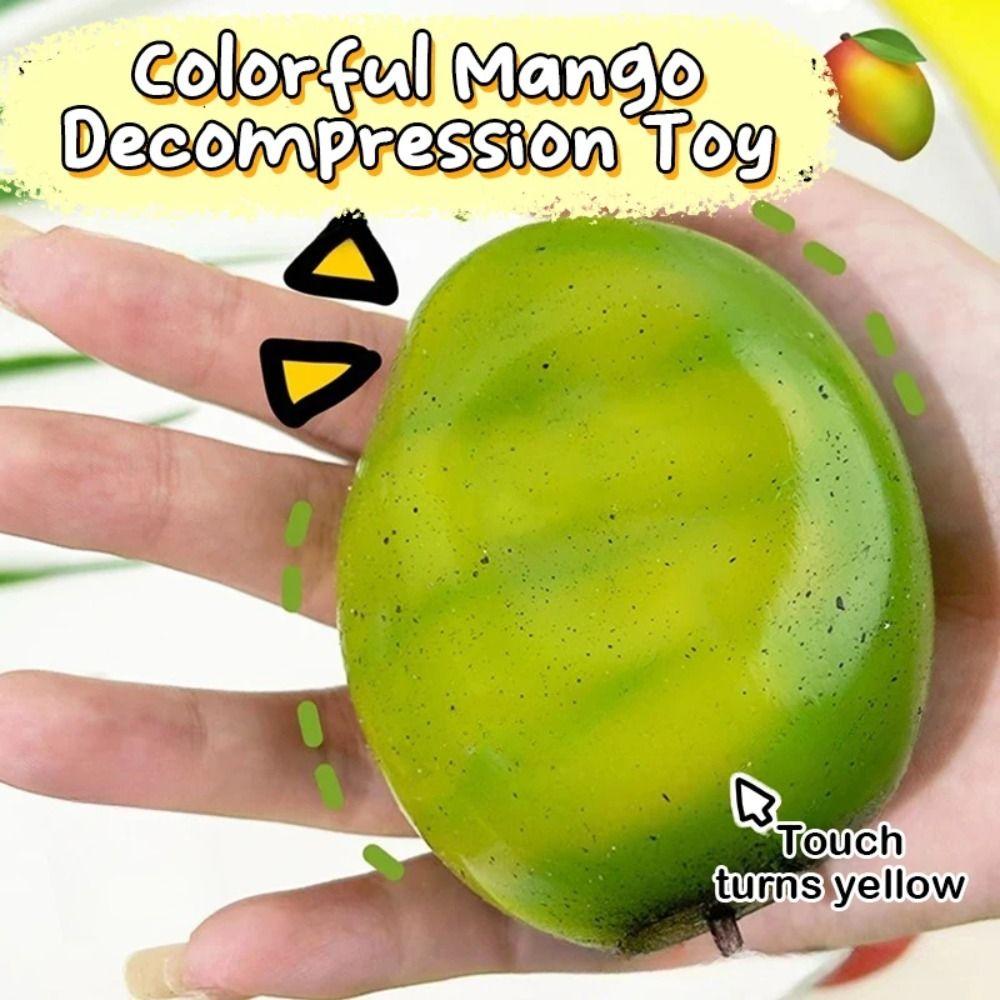 Color Changing Mango Squishy Toy Simulation Mango Decompression Toy New Pinching Toy  Stress Relief