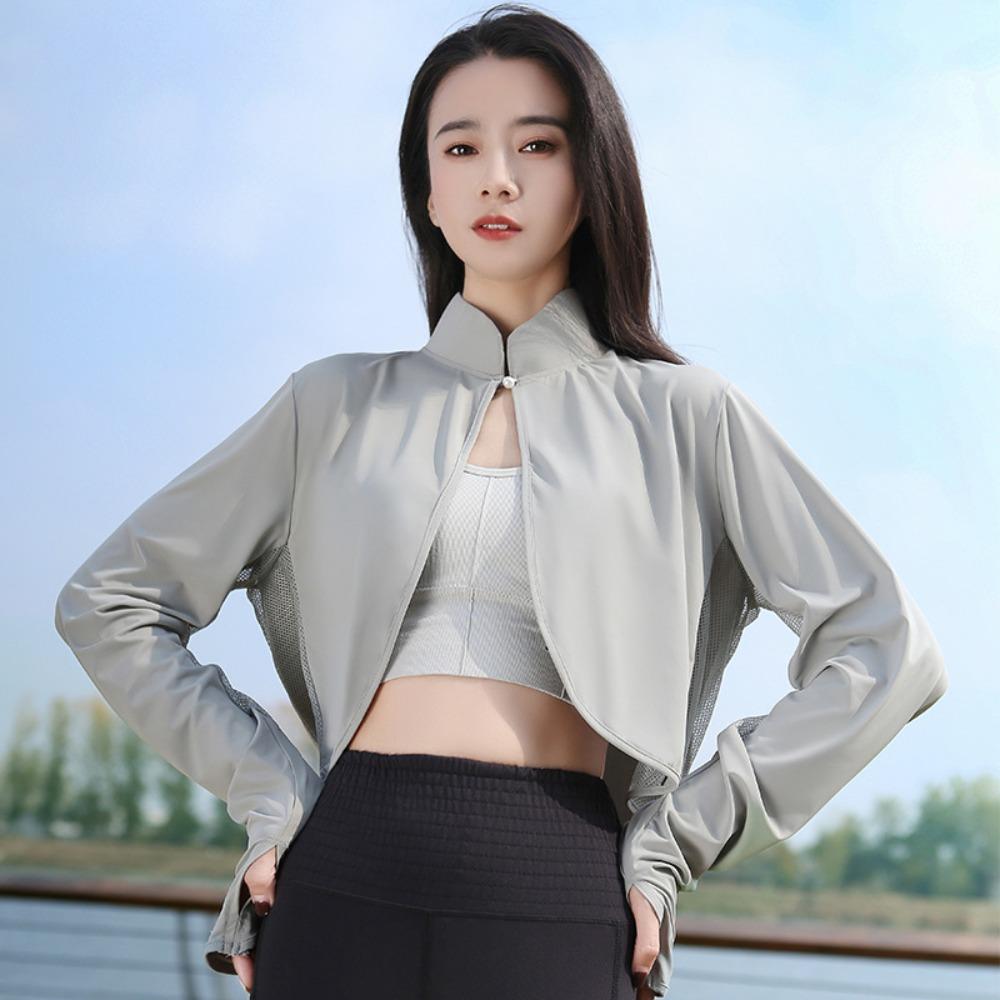 Long Sleeve Sun Protection Clothing Ice Silk Thin Crop Top Sunshade Cloak  Sun Protection