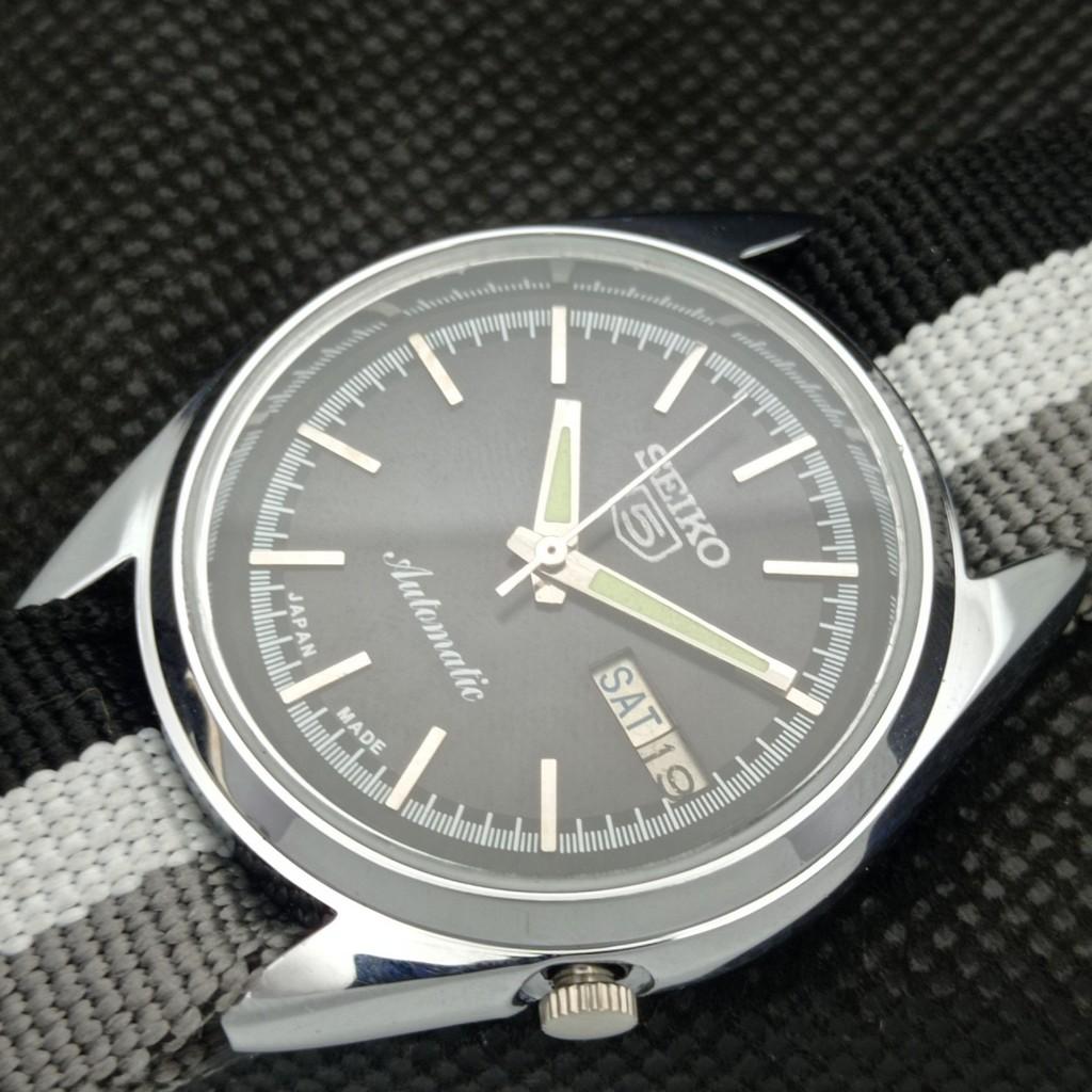 RECONDITIONAT VINTAGE SEIKO 5 AUTO 7009A JAPONIA CEAS BĂRBAȚI D/D NEGRU 593a-a311255-2 SKU593a-a311255