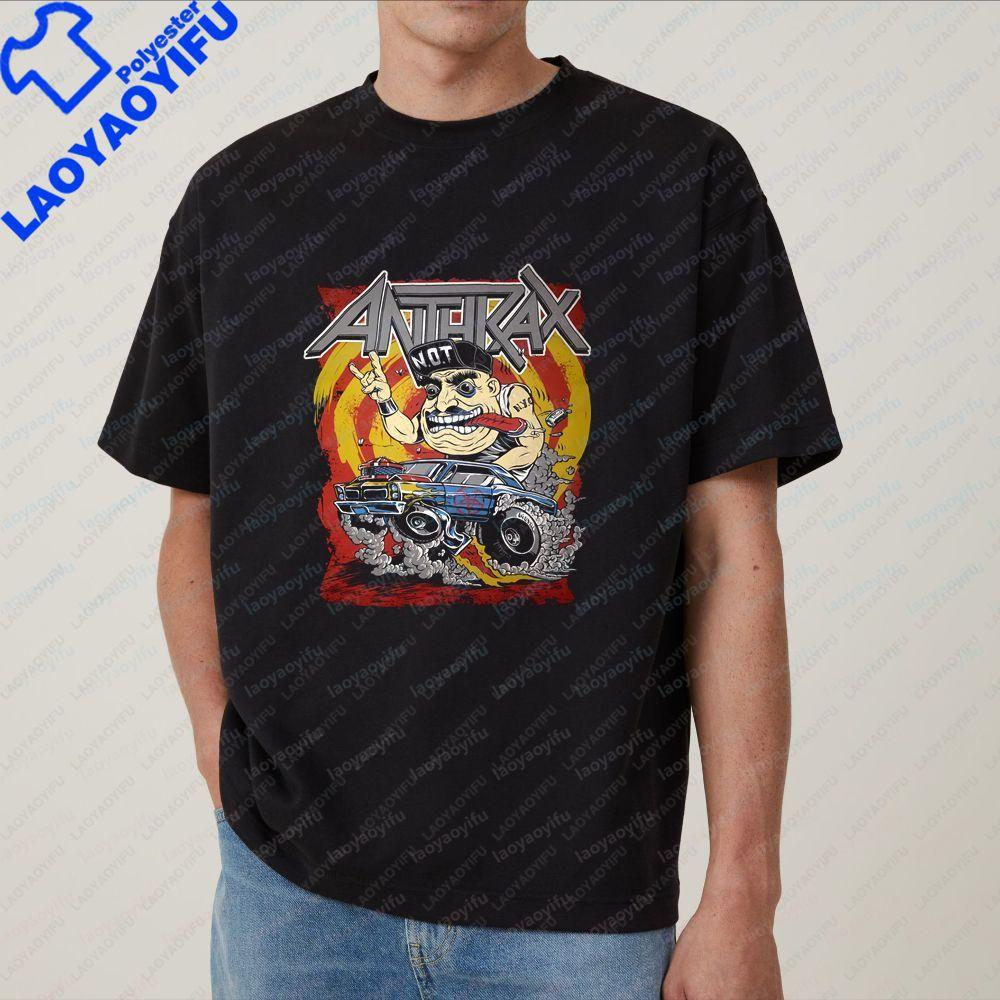 Unique Anthrax Print T-shirt - Unisex Trendy Short-sleeved, All-purpose Pattern Large-sized T-shirt for Both Unisex and WoUnisex