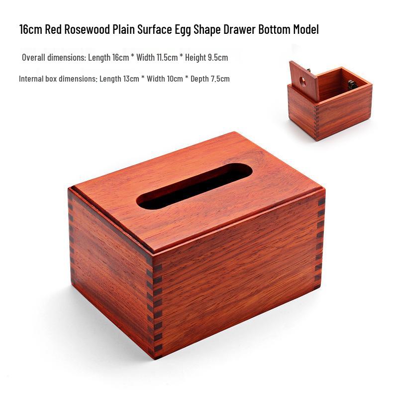 Retro Red Rosewood Wooden Tissue and Storage Box for Office, Hotel, Living/Dining Room