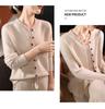 2024 Women's Loose V-Neck Pure Wool Knit Cardigan - Autumn/Winter Plus Size French Style Outerwear