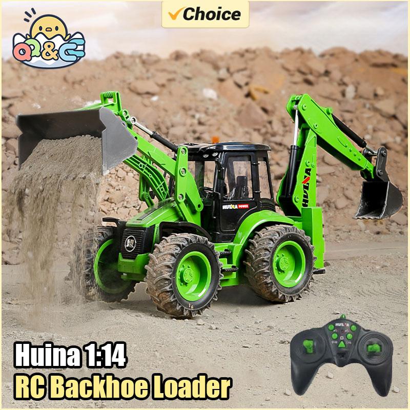 non-toxic 1/14 Remote Control Backhoe Loader Excavator Two-Way Forklift Sound and Light Simulation Trailer Engineering Vehicle Toy for children