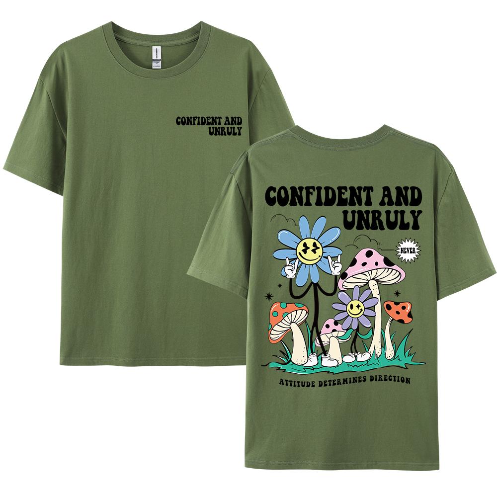 Atteggiamento Sicuro E Ribelle Determina La Direzione Maglietta Uomo Camicia Cotone Street T-shirt Larghe Estiva Traspirante Manica Corta