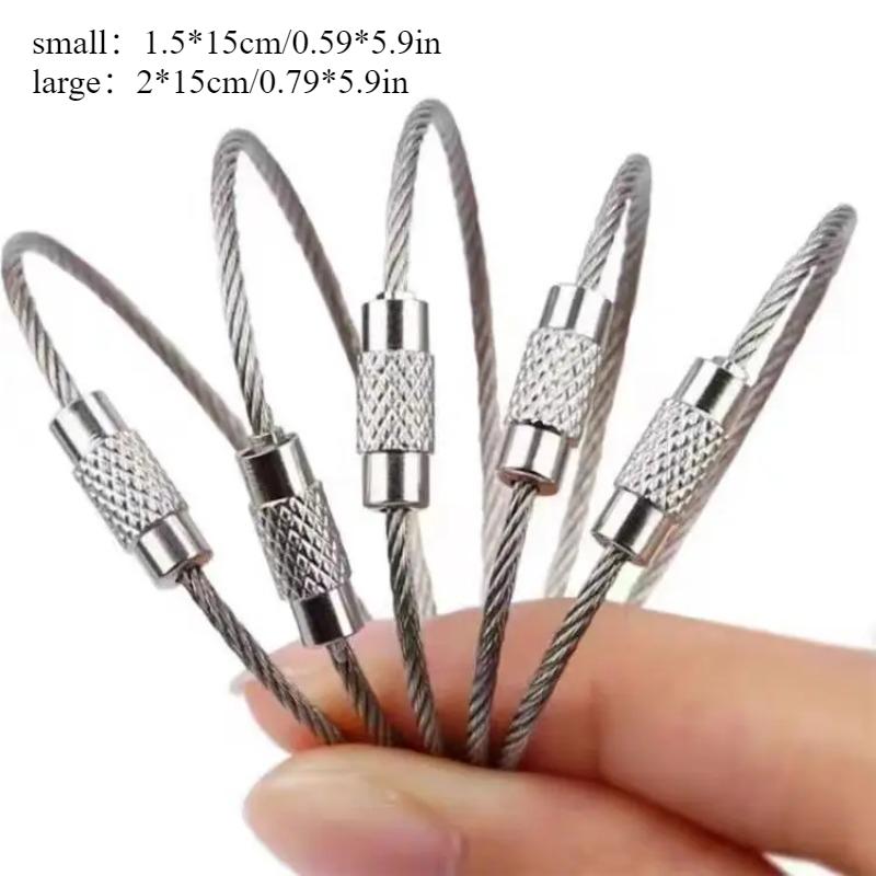 5pcs Metal Keychain Wire Rope Ring Keychain Screw Lock Small Tool Ring Wire Lock DIY Tag Accessories Key Chain