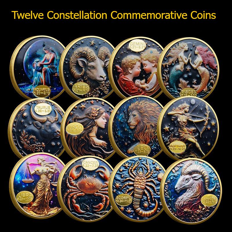 Pamětní mince Dvanácti souhvězdí, Kovové barevné pamětní medaile pro zahraniční obchod, Sběratelské mince souhvězdí