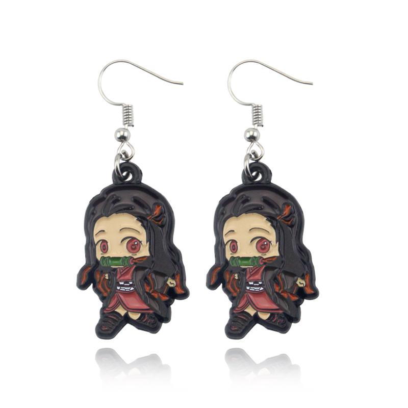 Anime Demon Slayer Earrings Cosplay Prop Kimetsu No Yaiba Tanjirou Kamado 1 Pair Character Roles Trendy Jewelry