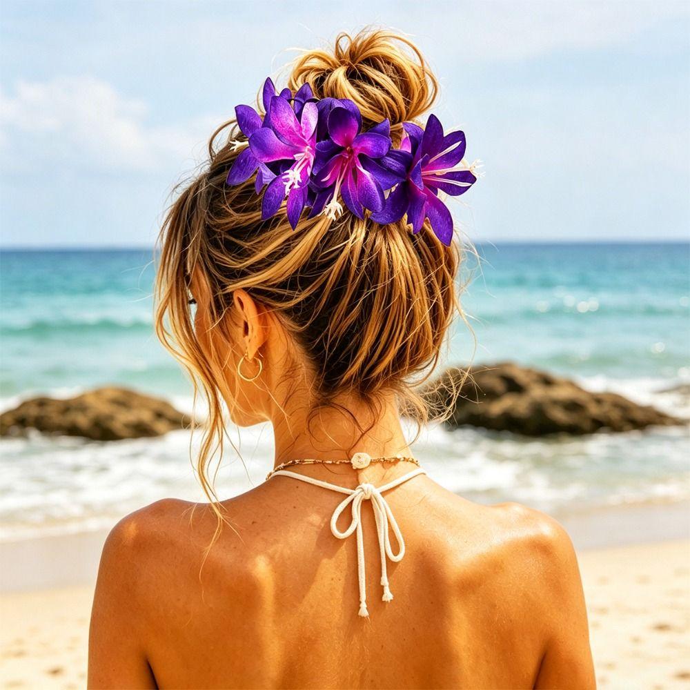 Fabric Floral Hair Tie Lightweight Flower Hair Band New Plumeria Hair Accessory Summer Vacation