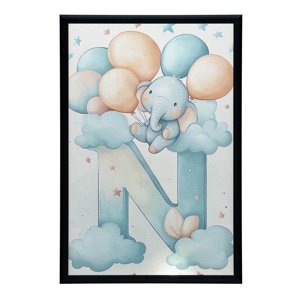 Plakat Literka N W Chmurach Plakat Literka N W Chmurach, 50X70 Cm, Rama Drewniana Jasny Dąb, Papier Matowy 230 Gsm