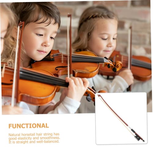 NUOBESTY 1/16 Scale Violin Bow with Wooden Round Stick and Natural Horsehair, Well-Balanced, Student Practice Replacement, 44 x 3 x 1.3 cm, Assorted C