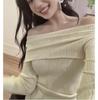 2024 French One-Shoulder Slit Knit Sweater: Women's Spring Irregular Slim-Fit Long Sleeve Top