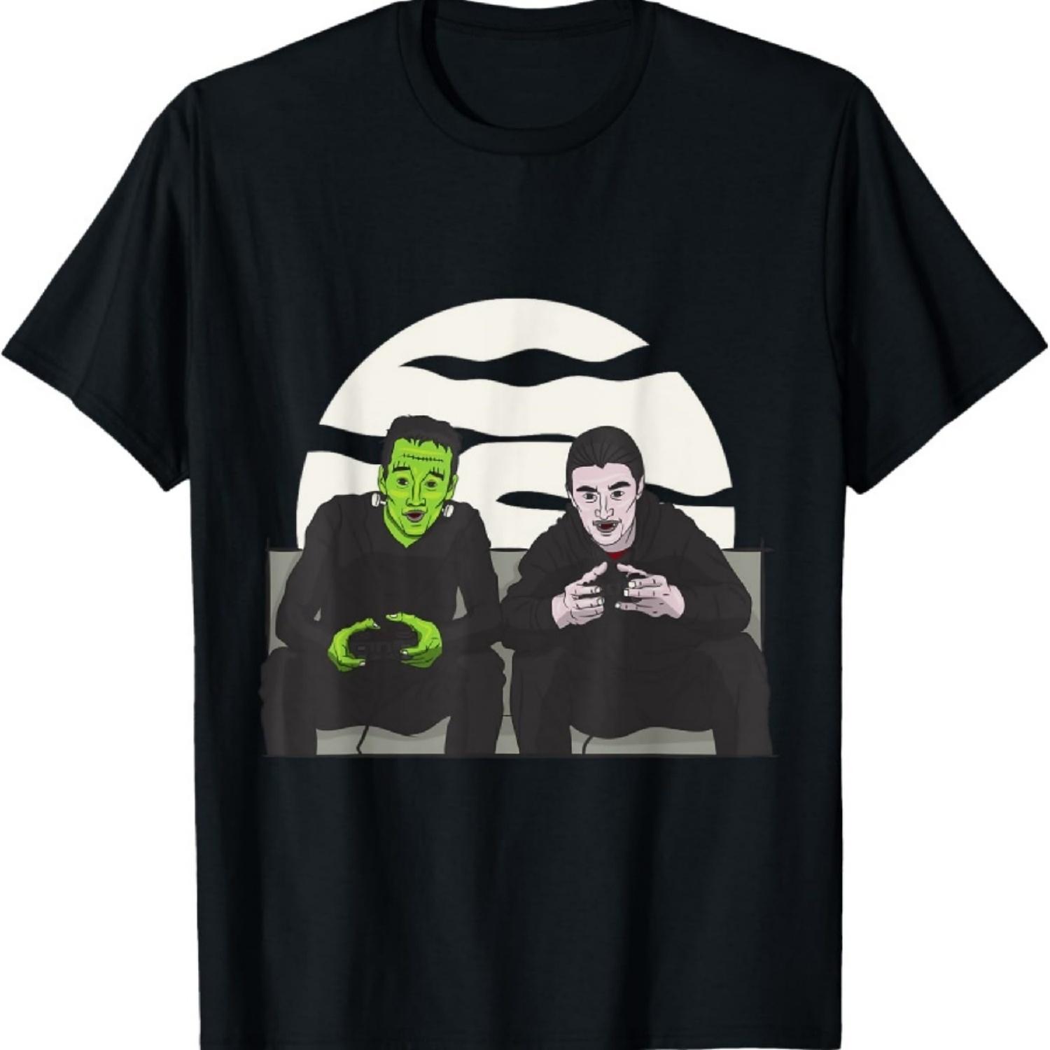 Франкенштейн Дракула Игровой Смешной Хэллоуин Подарки для геймеров Футболка XXXXXL чёрный