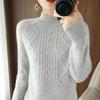 Half Turtleneck Sweater for Women Solid Color Casual Warm Knitted Sweater Thickened Loose Long-sleeved Pullover Autumn and Winter