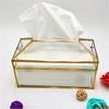 Glas Gold Große Taschentuchbox Papierhandtuchbox Zeichenpapierbox Europäische kreative Serviettenpapier Wohnzimmer Teetisch Dekor