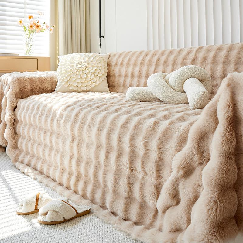 Winter Rabbit Plush Sofa Cover Towel Cream Wind Full Cover Sofa Cover Thick Sofa Cover Cover Cloth