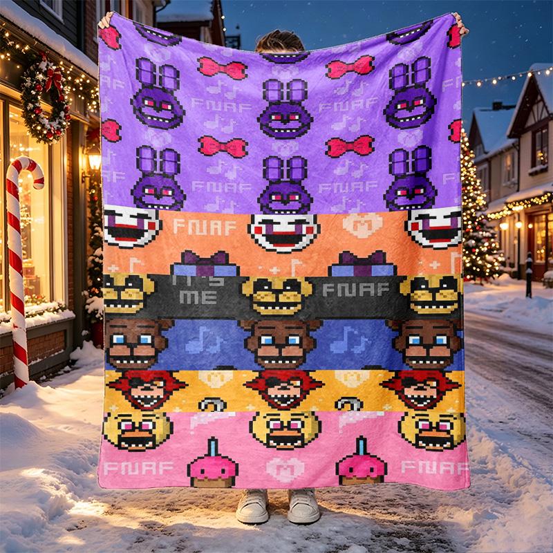 Five Nights at Freddy's Pattern Blanket for Home Decoration, Bed, Sofa, Car Travel, Camping, Suitable for All Seasons, Birthday Christmas Gift