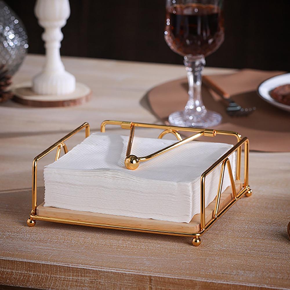 Durable Iron Tissue Box Square Sturdy Napkin Holder Decorative Tabletop Table Storage Table Storage