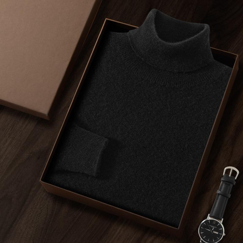 New cashmere sweater men's semi-turtleneck pure cashmere sweater men's loose bottoming cashmere knitted sweater