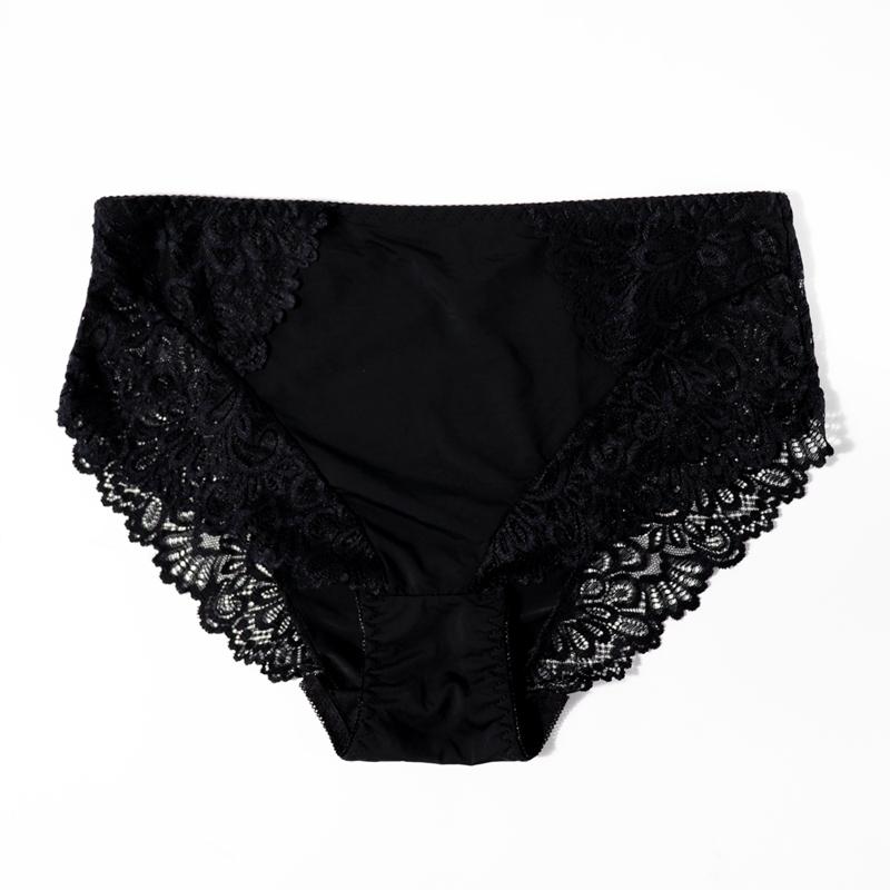 Women Plus Size Daily Panties Breathable Comfortable Middle Waist Half-Transparent Brief 0Xl - 5Xl - 6003