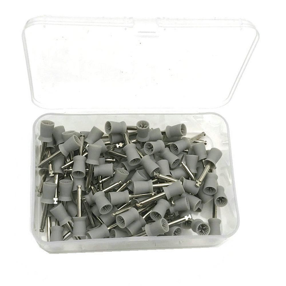 100pcs Dental Prophy Brushes Polishing Polisher Rubber Cup Disposable Latch Type Colorful Buff Nylon Bristles Brush