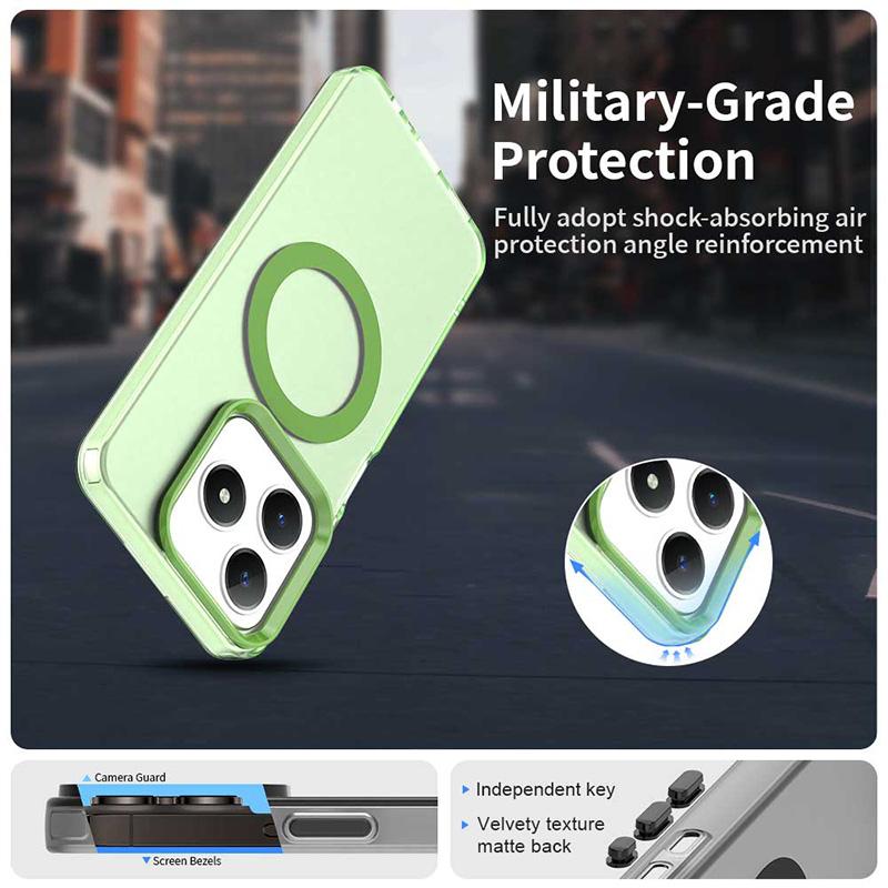 For Realme C61 C63 Magnetic Luxury Matte Translucent Shockproof Case For Realme C63 For Magsafe Wireless Charge Cover