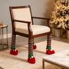 Elastic Felt Pads for Chairs 4 Pcs Christmas Table Chair Leg Covers, Striped Elf Furniture Protectors Scratch Prevention Socks, Floor