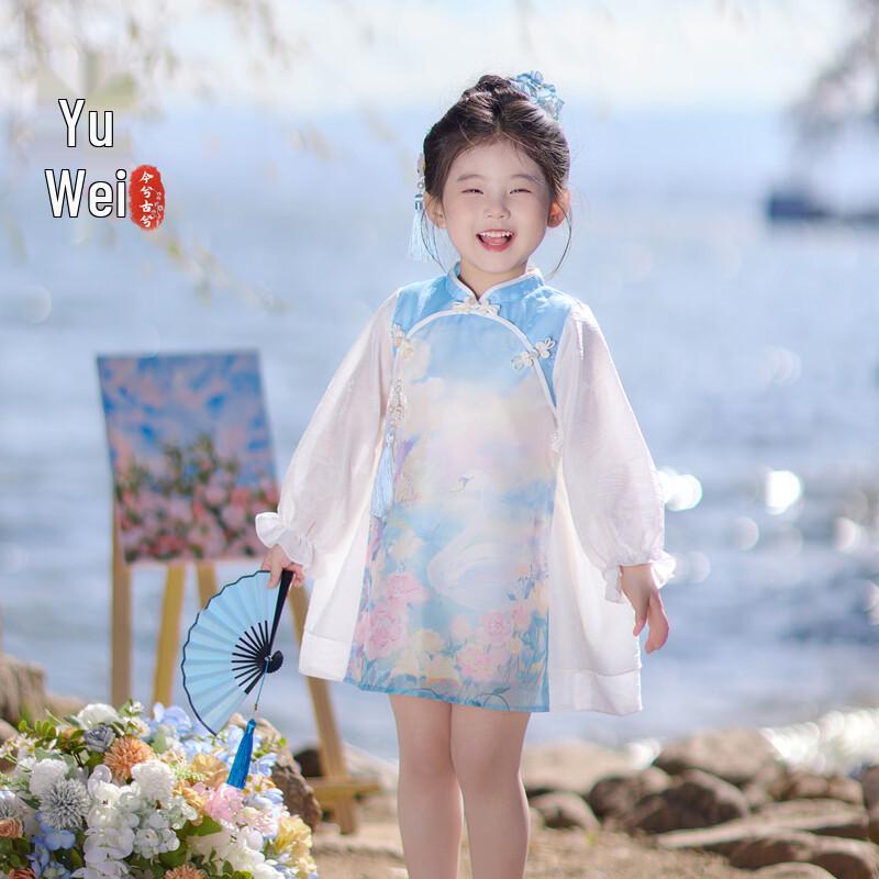 Новое детское платье-ципао в китайском стиле, платье-принцесса 110