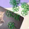 25pcs Cute INS Green Four-leaf Clover Paperclips Lovely Scrapbook Decor Binder Clip Office Document Bill Binding School Supplies