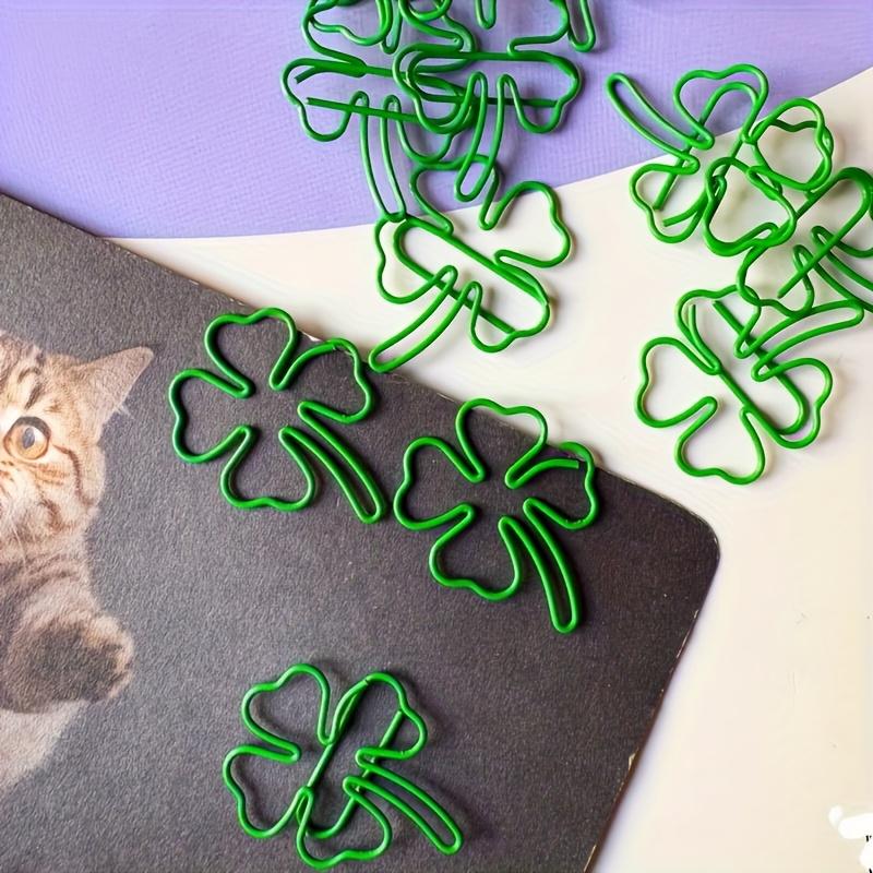 25pcs Cute INS Green Four-leaf Clover Paperclips Lovely Scrapbook Decor Binder Clip Office Document Bill Binding School Supplies