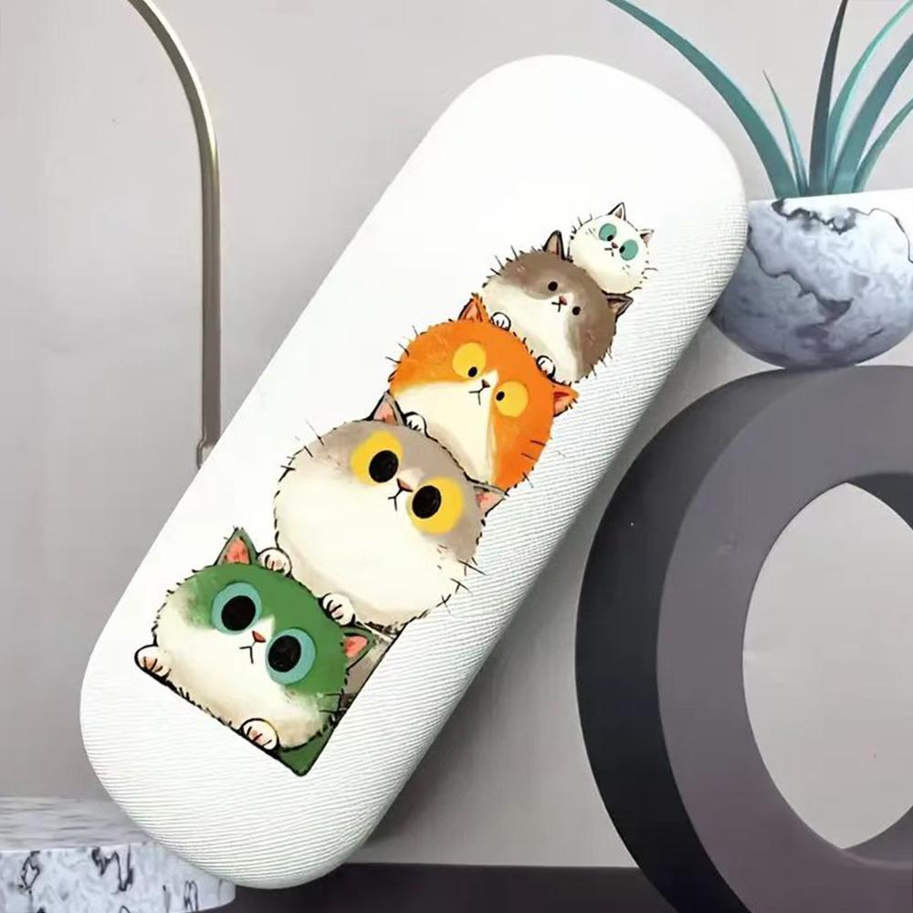 KLASSNUM Eyeglasses Storage Round-Headed Eyewear Holder Sunglasses Box Pu Leather Storage Box For Children'S Case Teens Storage