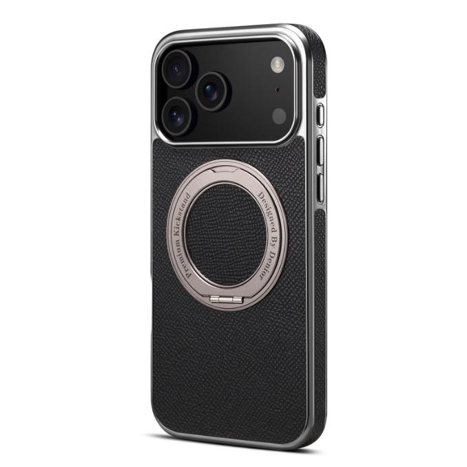 Senior Genuine Leather iPhone 17 Pro Max Electroplated Magnetic Case with Stand