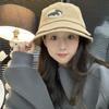 New Autumn and Winter Bucket Hat Women's Fashion Double-brimmed Striped Versatile Corduroy Showing Thin Face Small Letter Basin Hat