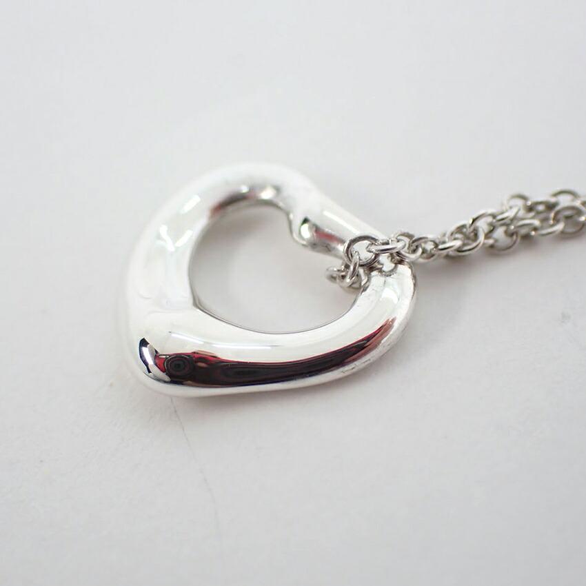 Pre-owned Tiffany & Co. Silver 925 Open Heart Pendant Necklace J79-3