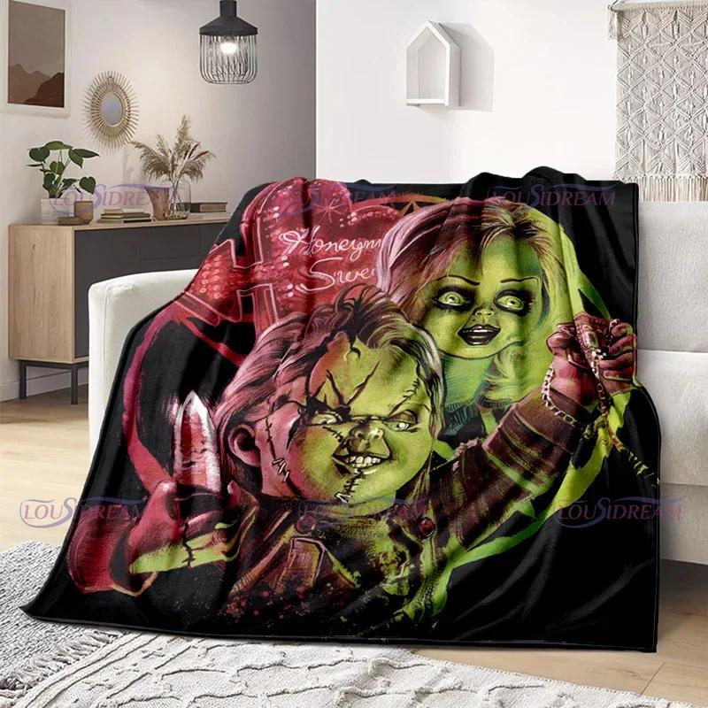 Watching Horror Stimulate Movie Blanket Child Play Character Chucky Blanket Home Couch Warm Bedspreads Soft Flannel Blanket