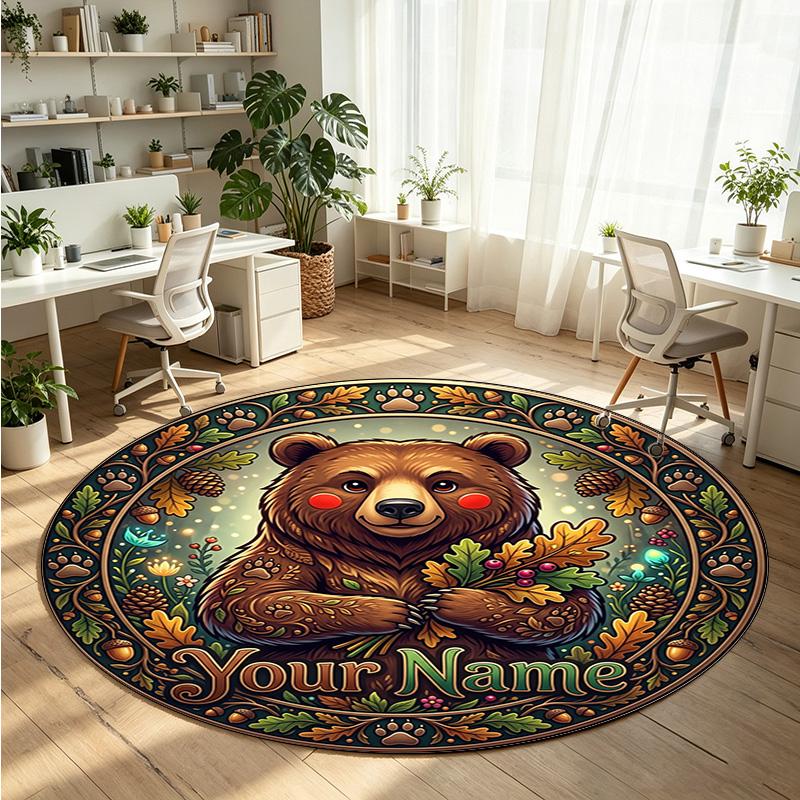Animales salvajes (239) Alfombra de Terciopelo Redonda con Cristales Personalizada con Nombre y Texto Felpudo Personalizado Decoración del Hogar Alfombra de Cristal Antideslizante