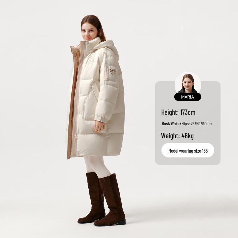 Tankboer Women's Mid-Length Detachable Hood Duck Down Jacket