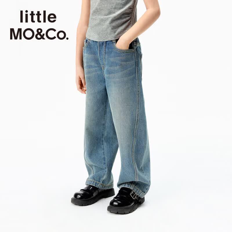 little MO&Co. Kids' Unisex Autumn Denim Wide-Leg Banana Jeans