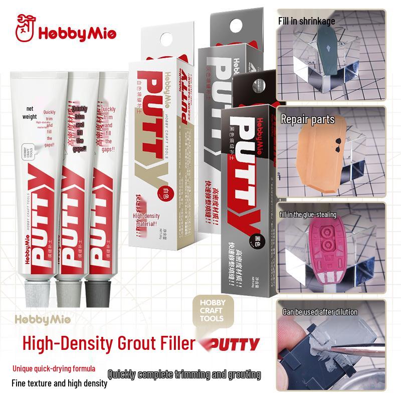 Meow Artisan Model Repair Putty - High-Density Gap Filler for Gundam, Military Models, and Figures In Black, White, Grey.