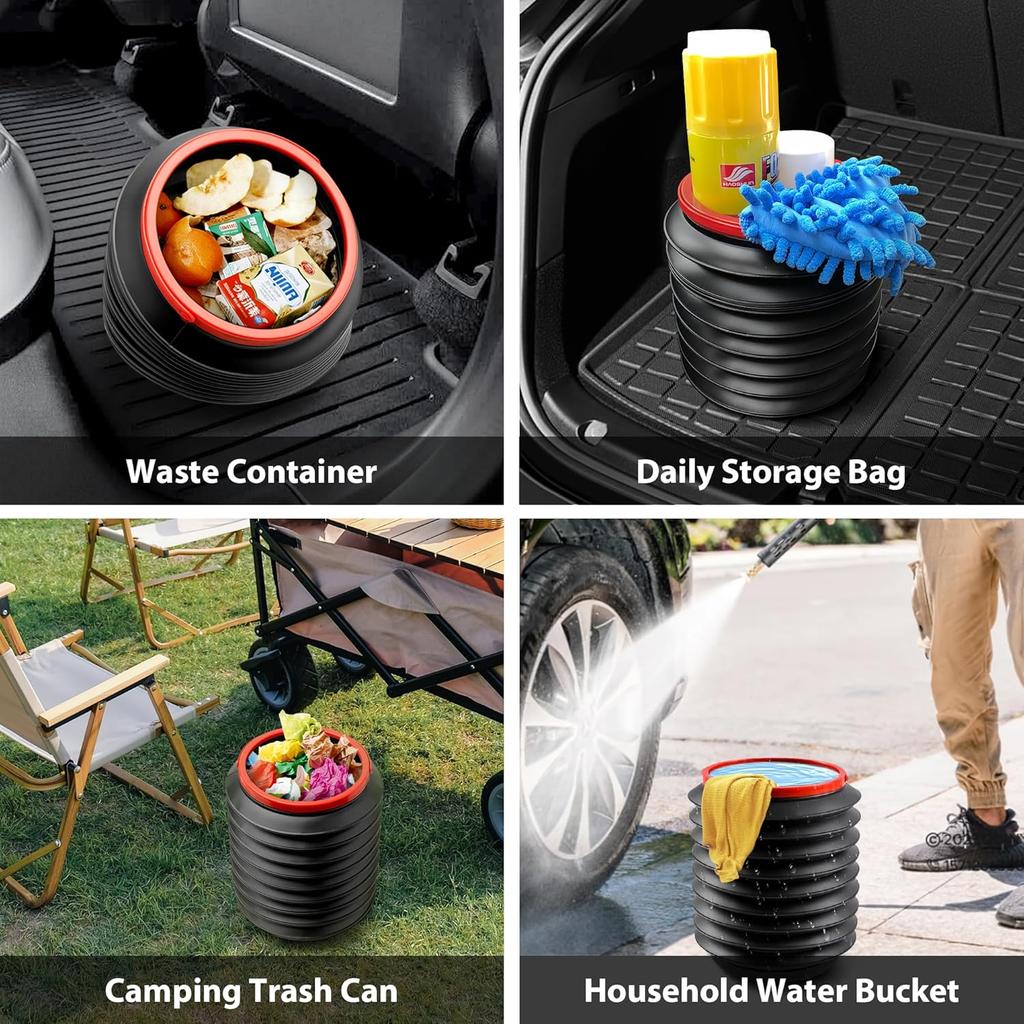 1pc Telescopic Car Garbage Can, Expandable Storage Bin with Leak-Proof Liner, Space Saving for Trash & Wet Umbrellas