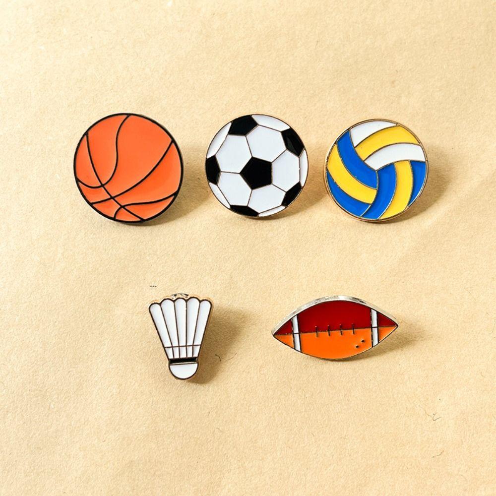 Basketball Sports Ball Enamel Pin Volleyball Metal Badge Cartoon Dripping Oil Brooch  Jewelry Gift