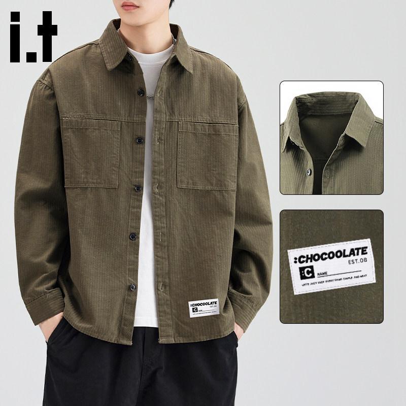 CHOCOOLATEit Men s American Style Loose Cotton Long-Sleeve Shirt 3XL