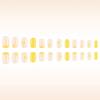 24 Pcs Short Square False Nail Flowers Artificial Nail Yellow French Tip Stick On Nail Glossy Press On Nail for Woman