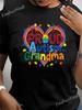 Women's Proud Autism Grandmother T-Shirt- Colorful Puzzle Heart Design Autism Awareness Shirt, Soft