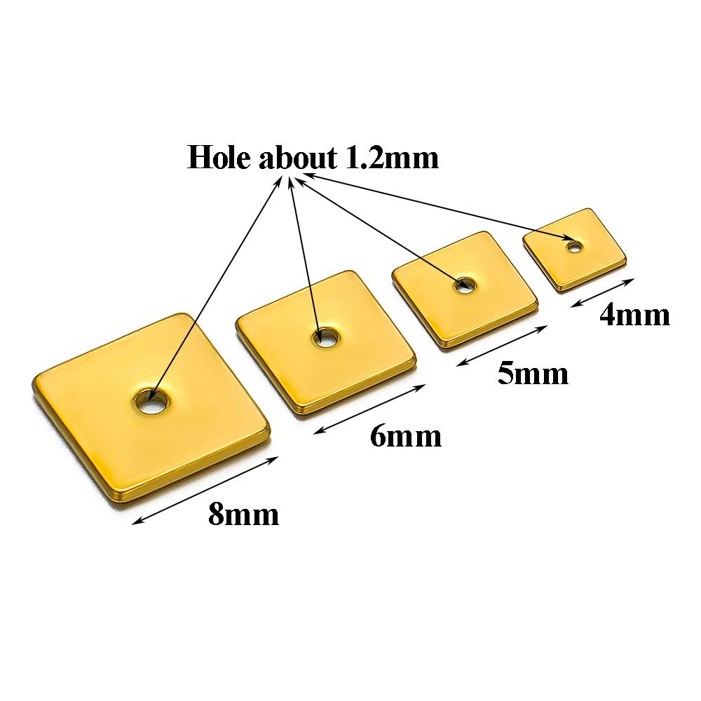50 stuks Roestvrij Staal Goud Vierkant Platte Afstandhouders Kralen 4 mm 5 mm 6 mm 8 mm Losse Kralen Bedels voor Sieraden Maken DIY Armband Benodigdheden