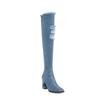 European and American autumn and winter fashion pointed thick heel high heel large size denim over the knee women's boots