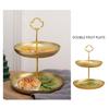 Multi Purpose 2 Tiers Iron Stand for Fruits Vegetables and Snacks Detachable Fruit Holder Tray Nonslip Base Basket