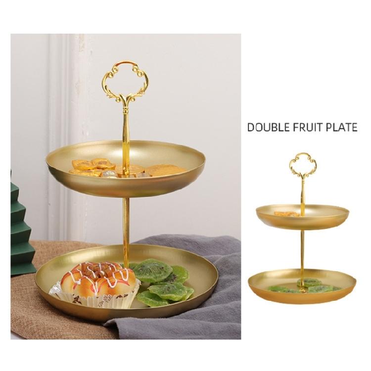 Multi Purpose 2 Tiers Iron Stand for Fruits Vegetables and Snacks Detachable Fruit Holder Tray Nonslip Base Basket