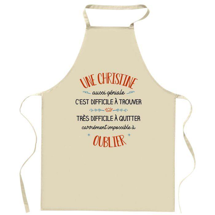 Tablier de cuisine - Une Christine Aussi Géniale - Impression France - Coton épais résistant - Liens réglables