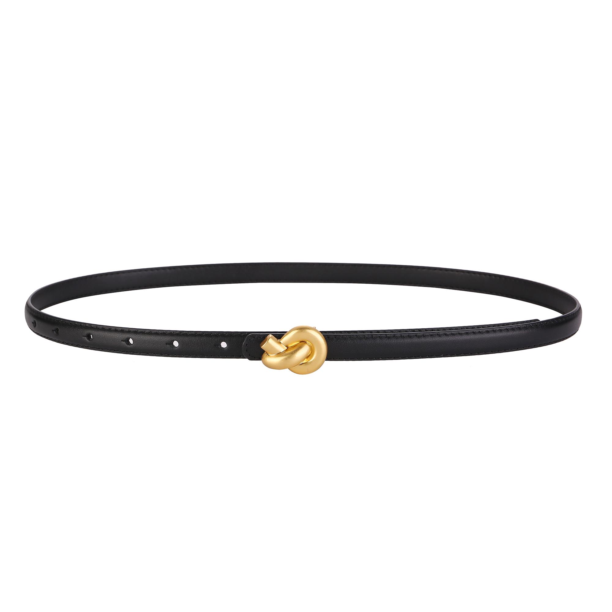 Premium Echt Leer Dames Mode Riem met Metalen Knoop Gesp voor Jurken en Jeans 100cm