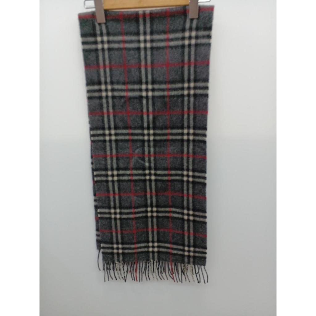 Used BURBERRY 100% Cashmere Scarf Nova Check GRY